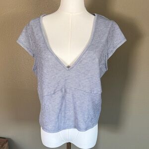 Wild Fable Casual Striped Ribbed V-Neck Crop Top